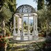 Gazebo da Giardino in Marmo Bianco e Ferro Battuto Artistico. BIANCOSPINO Gazebo da Giardino in Marmo Bianco e Ferro Battuto Artistico. BIANCOSPINO
