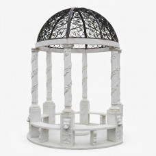 Gazebo da Giardino in Marmo Bianco e Ferro Battuto Artistico. BIANCOSPINO Gazebo da Giardino in Marmo Bianco e Ferro Battuto Artistico. BIANCOSPINO