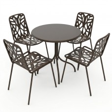 Set da Giardino con Tavolo Rotondo e 4 Sedie in Metallo. Smooth