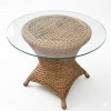 Tavolo Rotondo in PolyRattan con Ripiano in Vetro. MILLY