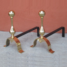 Coppia Alari focolare ottone e ferro. 2069