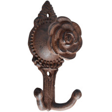 Attaccapanni gancio a parete in ghisa con rosa. LH-122-ROSA