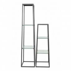 Alzate in ferro con ripiani in vetro. Arabella