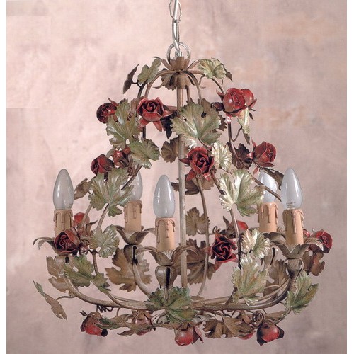 Lampadario A Sospensione In Ferro Dalia - 40W, Attacco E27, Colore Rame/Bianco - Lampada Per Interni, Design Moderno, Installazione Semplice