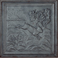 Lastra ornata in ghisa per focolare coniglio cm 50×h.50. PIAORN40