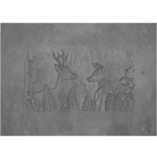 Piana decorata in ghisa per caminetto cerbiatti cm 110xh.80. PIAORN39