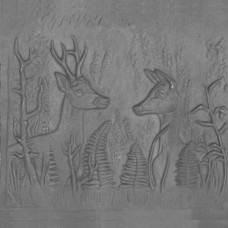 Piana o piastra decorata in ghisa per caminetto cerbiatti cm 60xh.60. PIAORN37