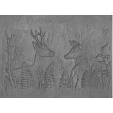 Piana decorata in ghisa per caminetto cerbiatti cm 80xh.60. PIAORN38